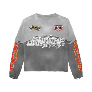 T-shirt 100% coton pour homme, coupe ample, imprimé, double couche, tissu gaufré, panneaux sur les manches, impression DTG personnalisée, broderie logo. - Product Image 4