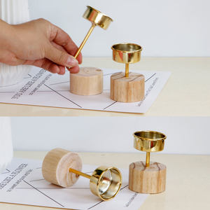 ชุดเชิงเทียนโลหะฐานไม้ สำหรับตกแต่งโต๊ะ ของตกแต่งบ้าน ของขวัญ - Product Image 3