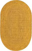 Tapis ovale jaune en jute de style vintage, tissé à la main, pour la décoration de la ferme, chambre, salle à manger, entrée