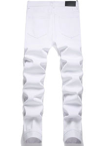 Pantalon de jogging en jean déchiré et délavé blanc uni pour homme, imperméable, séchage rapide, taille haute, idéal pour l'extérieur – Meilleures ventes - Product Image 6