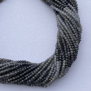 Perles rondes micro-facettées en Iolite bleue naturelle de Jaipur, en cristal naturel, pour la fabrication de bijoux, disponibles en tailles 2 mm et 4 mm - Product Image 2