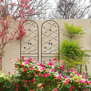 Paquete de 2 Enrejados de Jardín Metálicos Negros Resistentes a la Oxidación, 86.7'' x 19.7'', Soporte para Flores de Exterior, Decoración para Pájaros, Enrejado para Plantas Trepadoras - Product Image 4