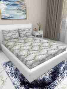 Ensemble de chambre contemporain en tissu microfibre gris argenté moderne, écologique, durable, 118 GSM, finition douce pour l'ameublement de la maison - Product Image 1