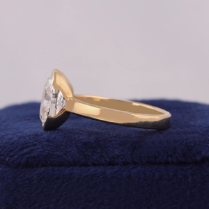 Women's Oval Cut Diamond Engagement Ring WHITE Gold Bezel Setting Classic Style - Product Image 5
