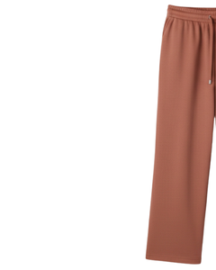 Rust Brown Wide Leg Sweatpants Women <b>Elastic</b> Waist Drawstring Casual Lounge Pants Loose Fit OEM Custom Bulk Manufacturer Supply - Product Image 2