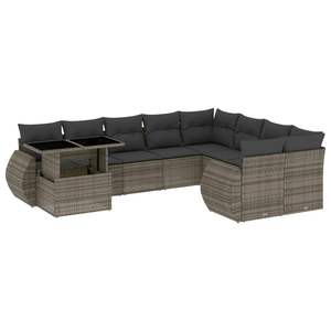 Grey Garden <b>Sofa</b> <b>Set</b> With Cushions UV Resistant PE Rattan Outdoor Furniture Contemporary Design Water Proof - Product Image 2