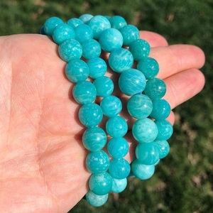 Chakralume Natural Green Amazonite Ball-Shaped <b>Beaded</b> <b>Bracelet</b> for Healing Reiki Energy Unisex Gift Jewelry 8mm Wholesale - Product Image 2