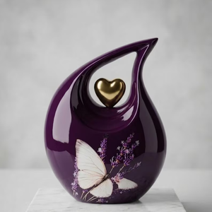 Urne funéraire en métal durable de style américain, artisanale, avec design en forme de cœur doré, couleur personnalisée, pour cendres d'adultes, par Uzair Handicrafts - Product Image 3