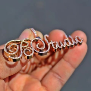 Cursive Latter <b>Pendant</b> Iced Out 925 <b>Silver</b> <b>Pendant</b> Hip Hop <b>Pendant</b> VVS Moissanite <b>Pendant</b> Rapper Bling <b>Pendant</b> <b>Initial</b> <b>Pendant</b> - Product Image 2