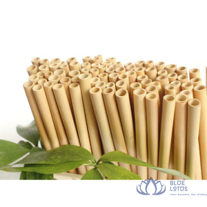 Pajitas de Bambú Reutilizables y Ecológicas con Juego de Cepillos de Limpieza para Bebidas de Smoothie y Té de Burbujas de Blue Lotus - Product Image 1