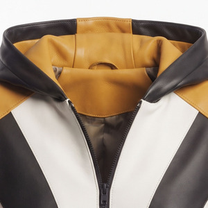 Women Premium Leather Crop Hoodie Women's Leather Crop Long Sleeve Hooded Female Leather <b>Zip</b> <b>Cropped</b> Hood - Product Image 4