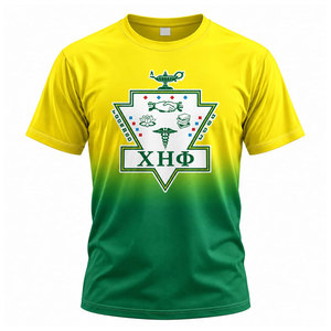 เสื้อยืดแขนสั้นสีเขียวสำหรับผู้ชาย ยี่ห้อชิ เอต้า ฟี แต่งขอบสีเหลือง ทรงปกติ ผ้าเจอร์ซีย์คอตตอน คอกลม พิมพ์ลาย - Product Image 5
