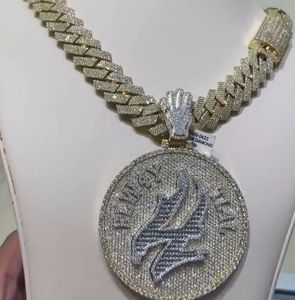 Colgante y Dijes de Disco de Moissanita VVS con Nombre Personalizado, Plata, Estilo Hip Hop, Colgante de Moissanita VVS Champion Color D, Joyería para Hombre - Product Image 4