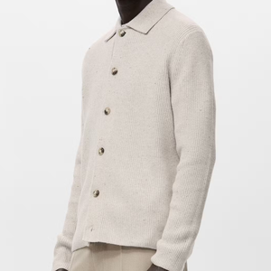Cardigan en laine pour homme, manches longues, fermeture boutonnée, couleur unie, col rabattu, tricot anti-boulochage, épaisseur standard, idéal pour l'automne - Product Image 4