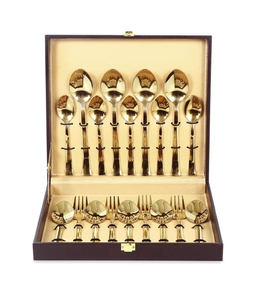 Brass Cutlery Spoon Flatware <b>Sets</b> With <b>Black</b> Box Packing Gifts for Kitchenware and Restaurants Partyware Spoon - Product Image 5