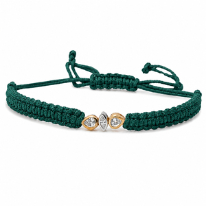 Pulsera de Macramé Azul Marino en Oro de 14K con Baño de Rodio, Diseño Clásico de Tres Piedras, Diamantes CVD Cultivados en Laboratorio, Cordón Tejido Ajustable - Product Image 3