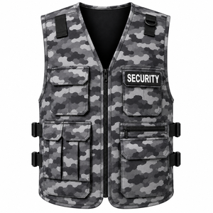 Custom <b>Men</b> Camouflage Security <b>Vest</b> Breathable Utility Workwear Outerwear with Badge Back Print Casual Style Spring Wear - Product Image 1