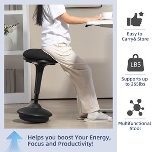 "Adjustable Rocking Wobble <b>Chair</b> with <b>Padded</b> Black Seat-BIFMA Certified Aluminum Frame" - Product Image 5