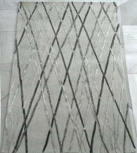 AISHA FABS MAZE Modern Style <b>Large</b> Indian <b>Rug</b> Hand Tufted Cut Pile Viscose Wool Anti-slip LINES Pattern Commercial Prayer Medium - Product Image 3