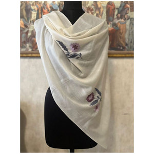 Elegant Fine <b>Wool</b> Chikan Flower Embroidery Stole 70x200 cms Premium Quality Soft Warm Winter Fashion <b>Scarf</b> with Beautiful - Product Image 1