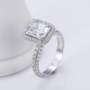 3 carat Stylish Radiant Cut Diamond Engagement Ring with Pave Setting Center Stone for Women white gold Band - Product Image 6