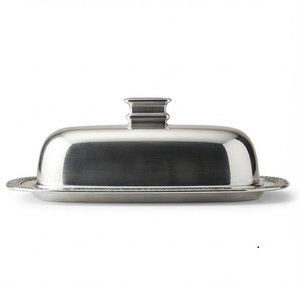 Plato para Mantequilla Ovalado de Acero Inoxidable con Tapa Hermética para Preservar la Frescura, Vajilla Clásica para la Mesa de Cocina - Product Image 4