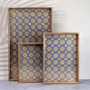 Eco-Friendly Handmade MDF Serving Tray Waterproof Enamel Wood for Coffee Rectangular Shape Handicraft Design - Product Image 6