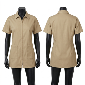 เสื้อแจ็คเก็ตช่างตัดผมสีแดง พรีเมียม 220 GSM โพลีเอสเตอร์ผสมสแปนเด็กซ์ ซิปด้านหน้า ปักโลโก้ตามสั่ง - Product Image 2