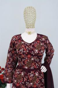 Chinon Embroidered <b>Sequins</b> Work Free Size Modern Lehnga Suit for Diwali Wedding Party - Product Image 6