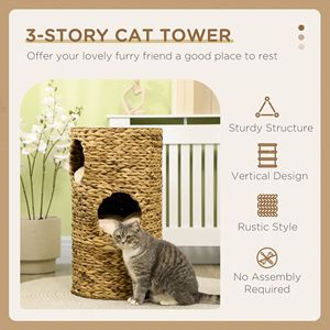 Casa per Gatti a 3 Piani Beige, Torre per Gatti da Interno con Cuscini Rimovibili, Arredamento per Animali Domestici - Product Image 4