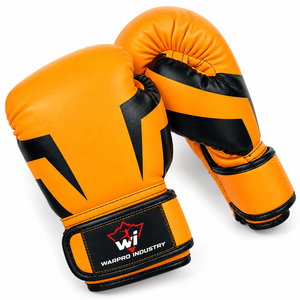 Guantes de Boxeo Industriales Warpro, Guantes de Entrenamiento de Cuero PU, Cierre de Velcro en los Dedos, Color Naranja y Negro, para Adultos, Artes Marciales - Product Image 2