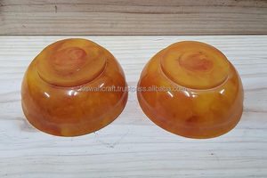 Mini utensilios de cocina de diseñador, cuencos de resina naranja brillante con aspecto de mármol, diseño superior, técnica de comida tallada para servir - Product Image 6