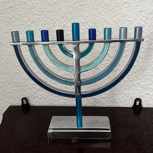 Colorful Aluminum Hanukkah & Christmas Menorah Handmade Eco-Friendly <b>Decorative</b> Candle Holder for Home <b>Table</b> Display - Product Image 4