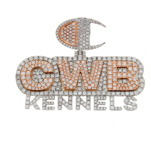 Popular Wedding Gift Hip Hop Shining 3D Iced VVS Moissanite Diamond Crown Bail Letter <b>Name</b> Pendant Tennis <b>Chain</b> Silver Rhodium - Product Image 4