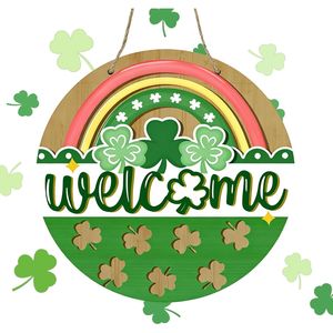 Letrero de Madera para el Día de San Patricio, Trébol Arcoíris, Colgante para Puerta, Decoración de Bienvenida para el Porche Delantero, para las Festividades de Primavera Irlandesas - Product Image 4