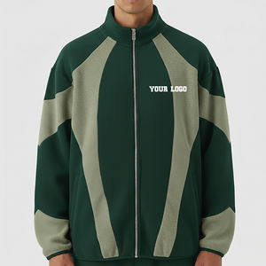 Sweat-shirts et sweats à capuche zippés en molleton 100 % coton épais, à blocs de couleur, pour l'hiver, qualité luxe surdimensionnée, vente en gros - Product Image 3