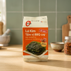 Alga marina tostada coreana picante con sabor a barbacoa, 5 g × 3 paquetes, venta al por mayor O'food |   Alga Marina Sazonada - Sabor Barbacoa Picante |   Comida Lista Para Consumir - Product Image 3