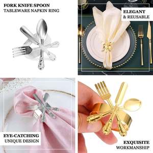 Anillos para Servilletas con Diseño de Cuchara y Tenedor Vintage para Decoración de Mesa de Boda - Product Image 4