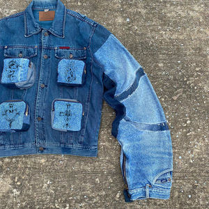 Men's Jacket Denim <b>Blazer</b> Casual Suit Distressed Cotton Jeans Coat Outwear Slim Premium Stretch Denim Jeans Jacket - Product Image 2