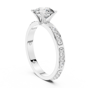 Bague en or et or blanc sertie de diamants de laboratoire, bague de fiançailles solitaire ronde, bijoux de mariée modernes, cadeau d'anniversaire pour elle - Product Image 3