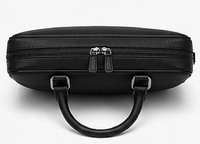 Gravs - Maletín Grande de Cuero Genuino Negro para Portátil, Estilo Retro, para Oficina, Trabajo Diario, Impermeable, Duradero y Elegante