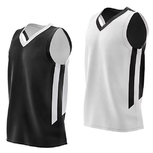 Maillot de basketball réversible à séchage rapide, service OEM personnalisé, noir et blanc sur le devant, maille respirante, protection anti-bactérienne et anti-UV - Product Image 2