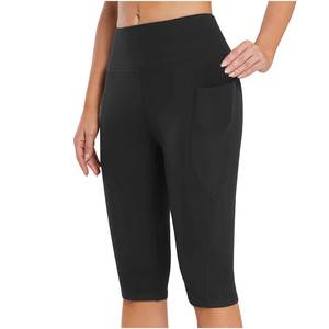กางเกงโยคะเอวสูงสำหรับผู้หญิง OEM สีพื้น มีกระเป๋า ผ้าสเตรช ฟิตเนส เลกกิ้งลำลอง สำหรับออกกำลังกาย วิ่ง ใส่สบายในฤดูร้อน - Product Image 2