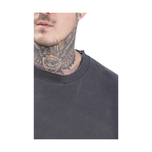 T-shirt décontracté à manches courtes, col rond, effet vieilli, coupe oversize, 300 GSM, qualité supérieure - Product Image 3
