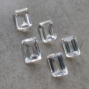 Quartz cristallin naturel, taillé en facettes, forme rectangulaire, pierres précieuses calibrées, disponibles en toutes tailles - Product Image 3