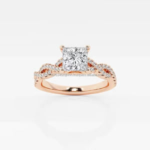 IGI/GIA Lab Grown Princess Cut Diamond Vintage 14K oro amarillo boda/anillo de compromiso Unisex perfecto regalo de fiesta de aniversario - Product Image 3