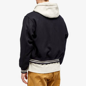 Premium Custom Navy Wool Varsity <b>Jacket</b> Minimalist Letterman <b>Baseball</b> <b>Bomber</b> <b>Jacket</b> Unisex High Quality Streetwear Blank Coat - Product Image 3