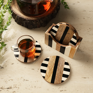 Vintage Handmade <b>Wooden</b> Drink Protection Coaster <b>Set</b> Decorative <b>Tea</b> Coffee Cup Pads for Cafe Decor - Product Image 4