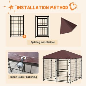 Grand enclos extérieur pour chien avec auvent imperméable 4,6 x 4,6 x 5 m, doté d'une porte pratique - Product Image 6