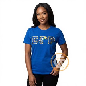 T-shirt en jersey de coton écologique de haute qualité Sigma Gamma Rho pour femmes, vêtements de sororité personnalisables, respirant, anti-UV, séchage rapide - Product Image 1